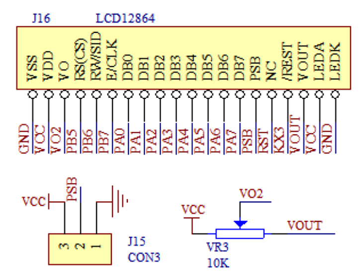 Схема для подключения ЖК-дисплея 128х64
