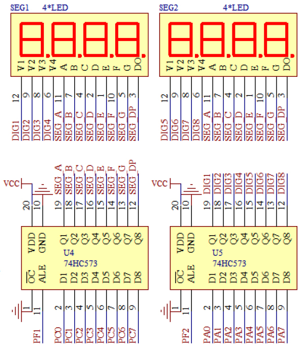 7-и сегментный индикатор на 8 разрядов схема